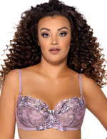 Бюстгальтер с чашками с цветочным принтом и вышивкой люрексом (Размер: 95C) (Цвет: сиреневый)