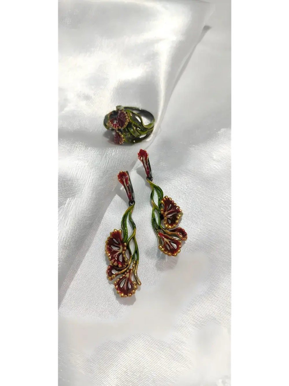 Ювелирные серьги серебро 925 эмаль