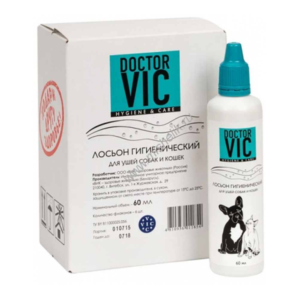 ВИК DOCTOR VIC Лосьон для гигиены ушей для кошек и собак 60 мл