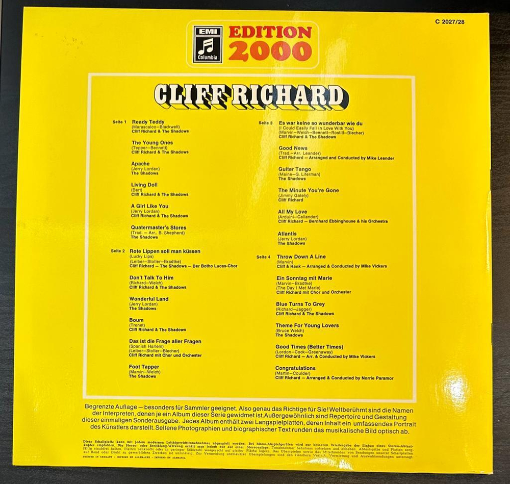 Cliff Richard And The Shadows - Edition 2000 (Германия 1970г.) 2LP