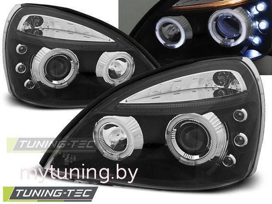 Передние фары Renault Clio 2 angel eyes black