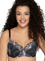 Бюстгальтер plus size на тонком поролоне с трехцветной вышивкой (Размер: 85H) (Цвет: черный)