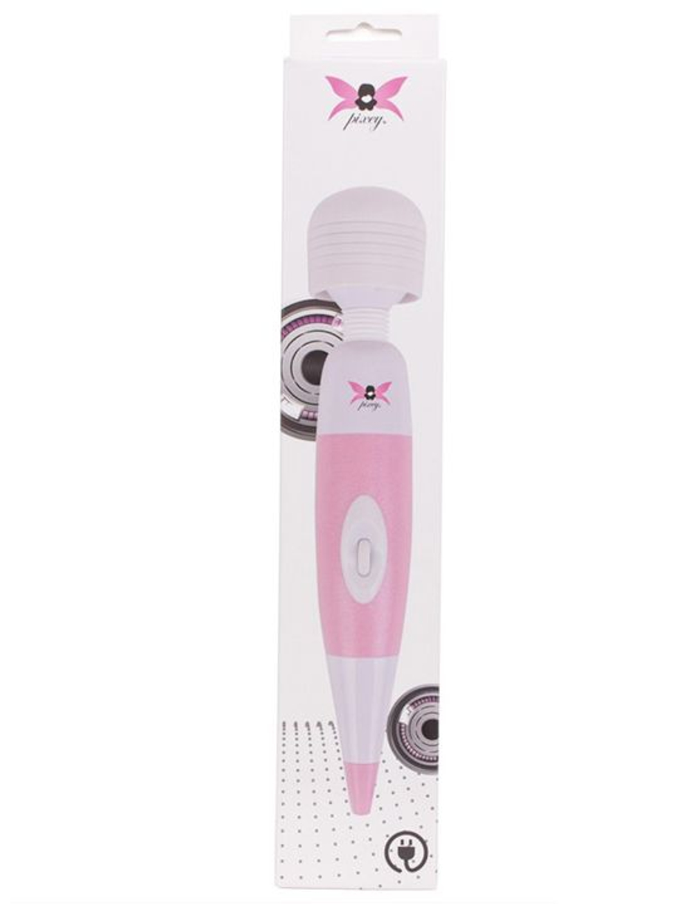 Бело-розовый, работающий от USB вибромассажёр Pixey Wand Pink Edition - 32 см. (Цвет: белый с розовым)