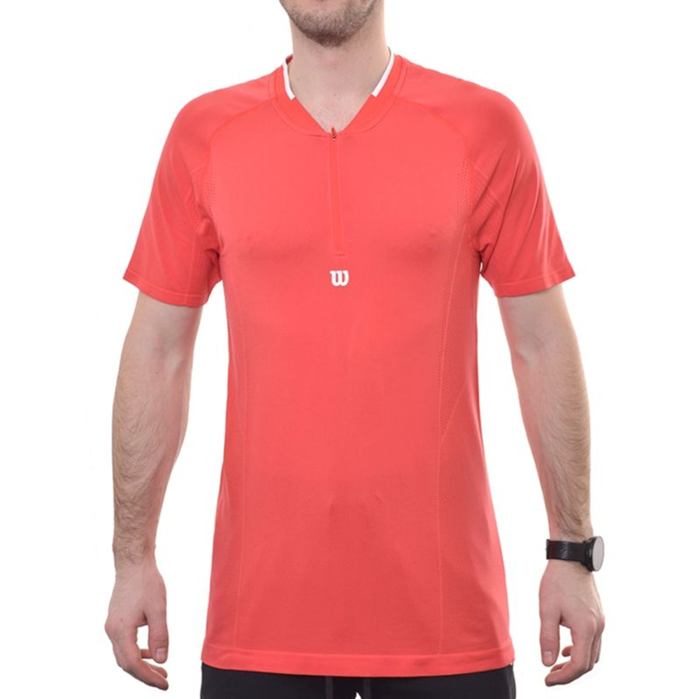 Мужское теннисное поло Wilson Players Seamless Zip Henley 2.0 - красный