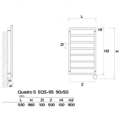 Quadro-5 Дизайн радиатор электрический EQ5 90x50см