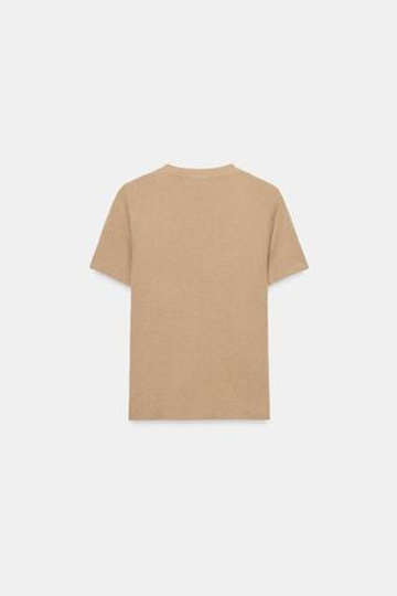 ZARA ТРИКОТАЖНЫЙ ТОП С МЯГКОЙ ТЕКСТУРОЙ, РЫЖЕВАТО-КОРИЧНЕВЫЙ