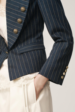 ZARA БЛЕЙЗЕР В ТОНКУЮ ПОЛОСКУ — THE ITEM, СИНИЙ