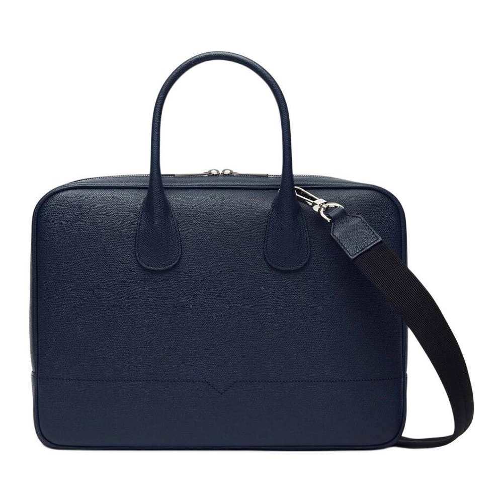 Valextra Millepunte Calfskin Laptop Bag Men"s Dark Blue