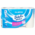Полотенца бумажные 3-х слойные, 4 рулона по 11 м (отрыв 1/2 листа), LAIMA Deluxe, 100% целлюлоза.