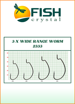 Крючок рыболовный Fish Crystal (офсет) 3-X WIDE RANGE WORM 2333 №5/0 (5 упаковок)
