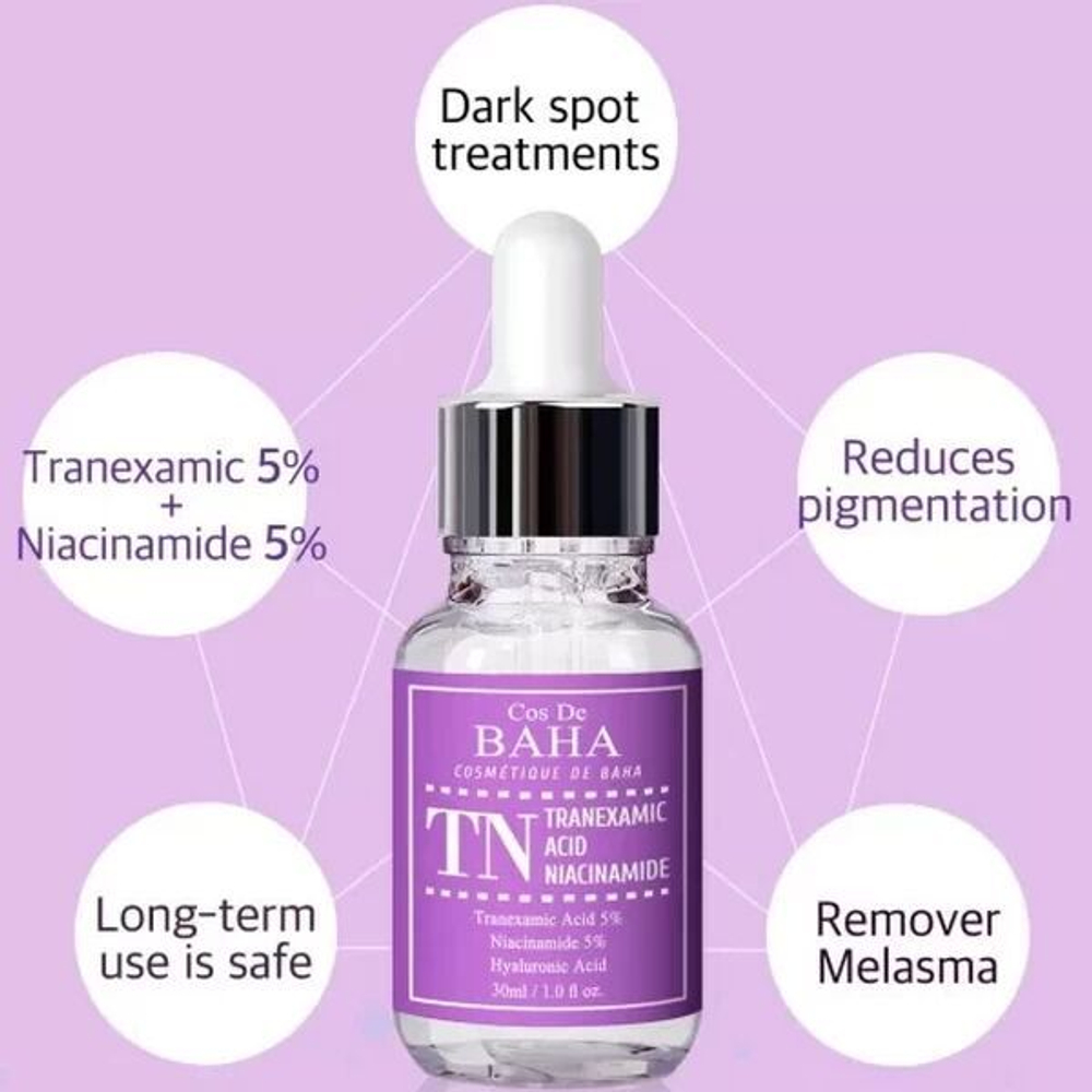 Осветляющая сыворотка с транексамовой кислотой Cos de Baha TN Tranexamic Acid Niacinamide, 30мл