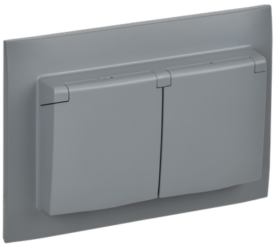 SKANDY Розетка 2-местная и крышкой 16А в сборе IP44 SK-R12Gr серый IEK
