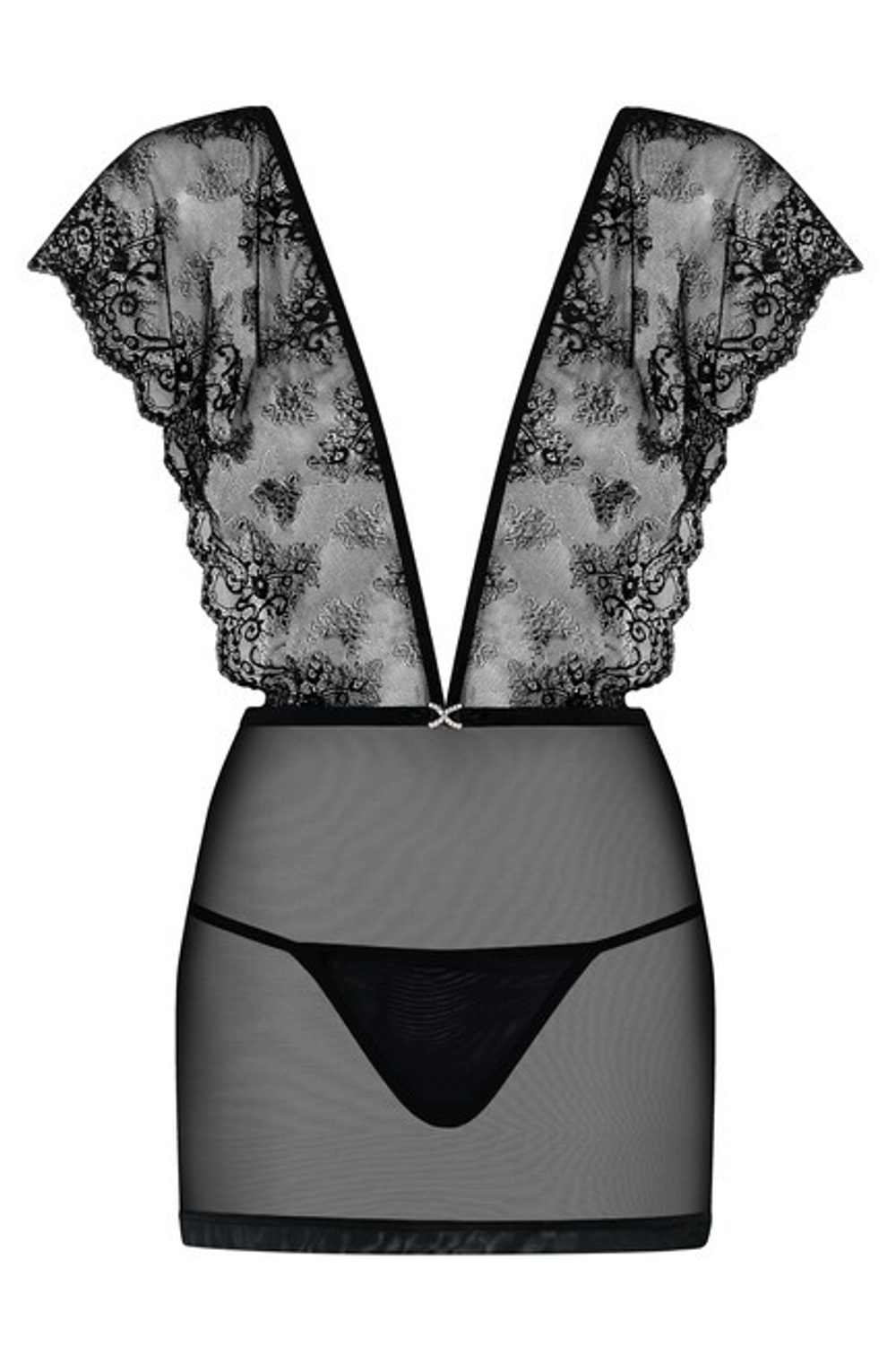 Чёрное прозрачное мини-платье Merossa Chemise SM (42-44) (Цвет: черный)