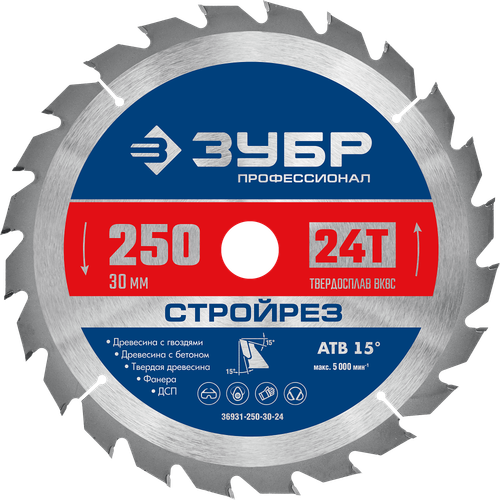36931-250-30-24 Пильный диск по древесине с гвоздями