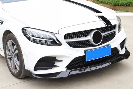 Юбка переднего бампера  V.1 глянцево - черный для Mercedes W205 lift 2018–2021