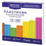 Пластилин классический B "АКАДЕМИЯ", 12 цветов, 240 г, со стеком