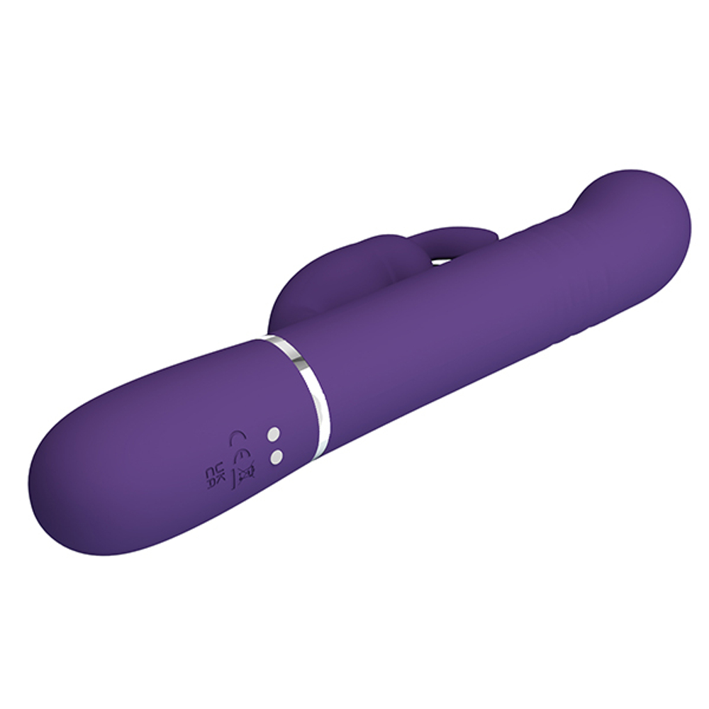 Темно-фиолетовый вибратор-кролик 22,8см с пульсацией Pretty Love Perdita BW-500015-2