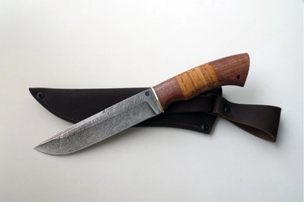 Нож туристический Луч малый (дамасская сталь.береста)