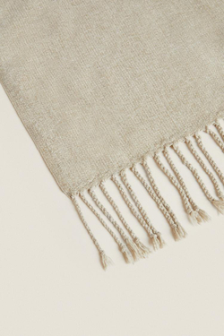 ZARA HOME ПЛЕД ИЗ СИНЕЛИ, СВЕТЛО-КОРИЧНЕВЫЙ