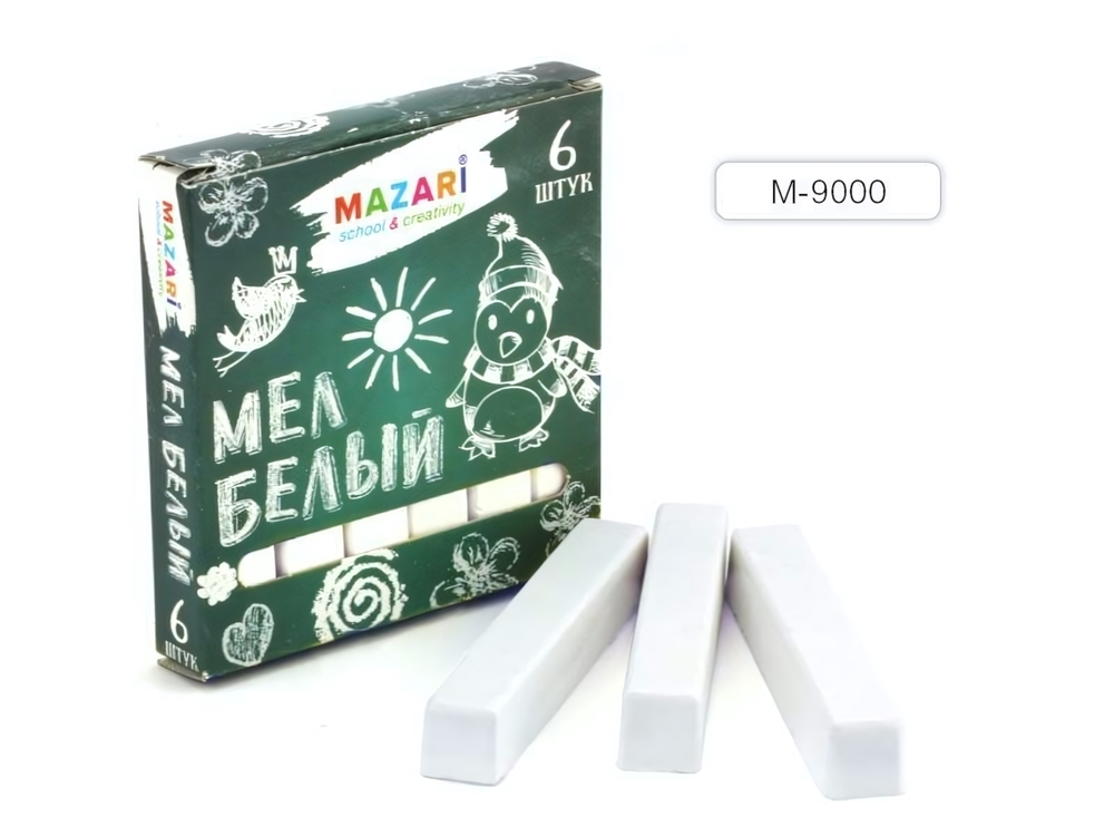 Мел белый 6шт. коробка (Mazari)