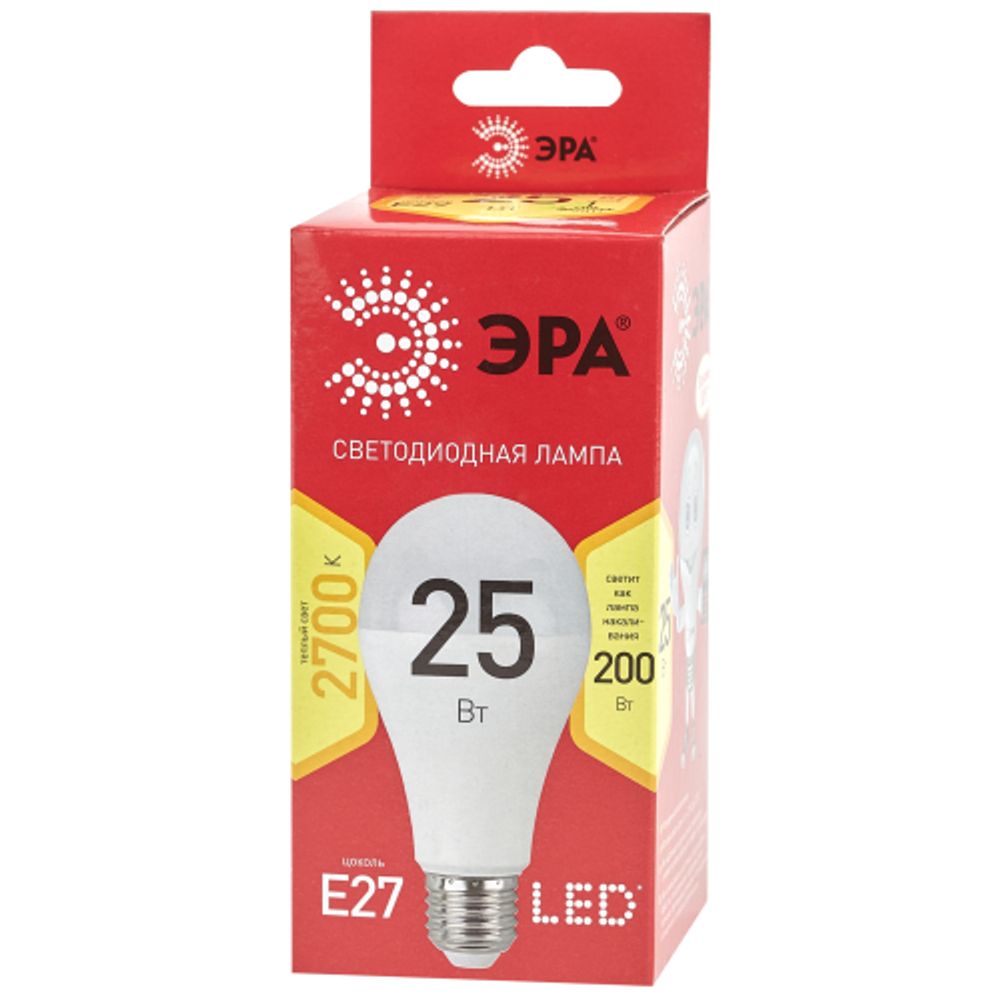 Лампа светодиодная ЭРА RED LINE LED A65-25W-827-E27 R 25Вт груша теплый белый свет Е27 | Лампы cветодиодные Груша (A)