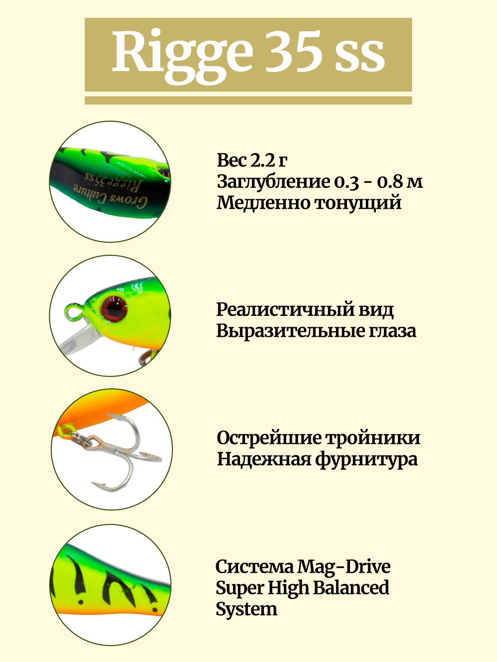 Воблер Минноу Rigge 35SS 35 мм 2.2 г цвет #03