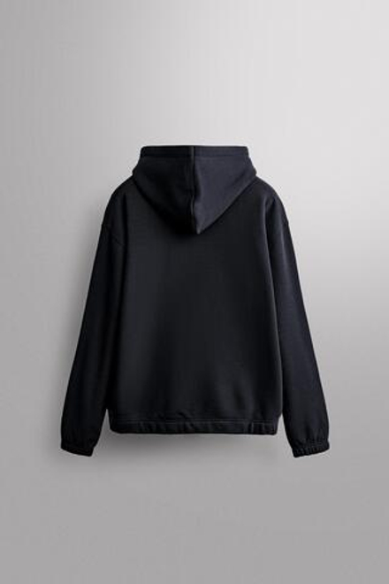 ZARA ХЛОПКОВОЕ ХУДИ НА МОЛНИИ, МОРСКОЙ СИНИЙ