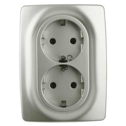 Розетка ЭРА Серия 12 12-2106-15 двойная с заземлением 2X2P+E Schuko 16A-250В IP20 перламутр