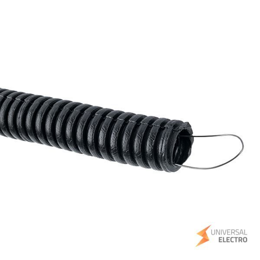 Труба гофр, ПНД тяжелая с протяжкой d20 мм (100 м) черная EKF-Plast