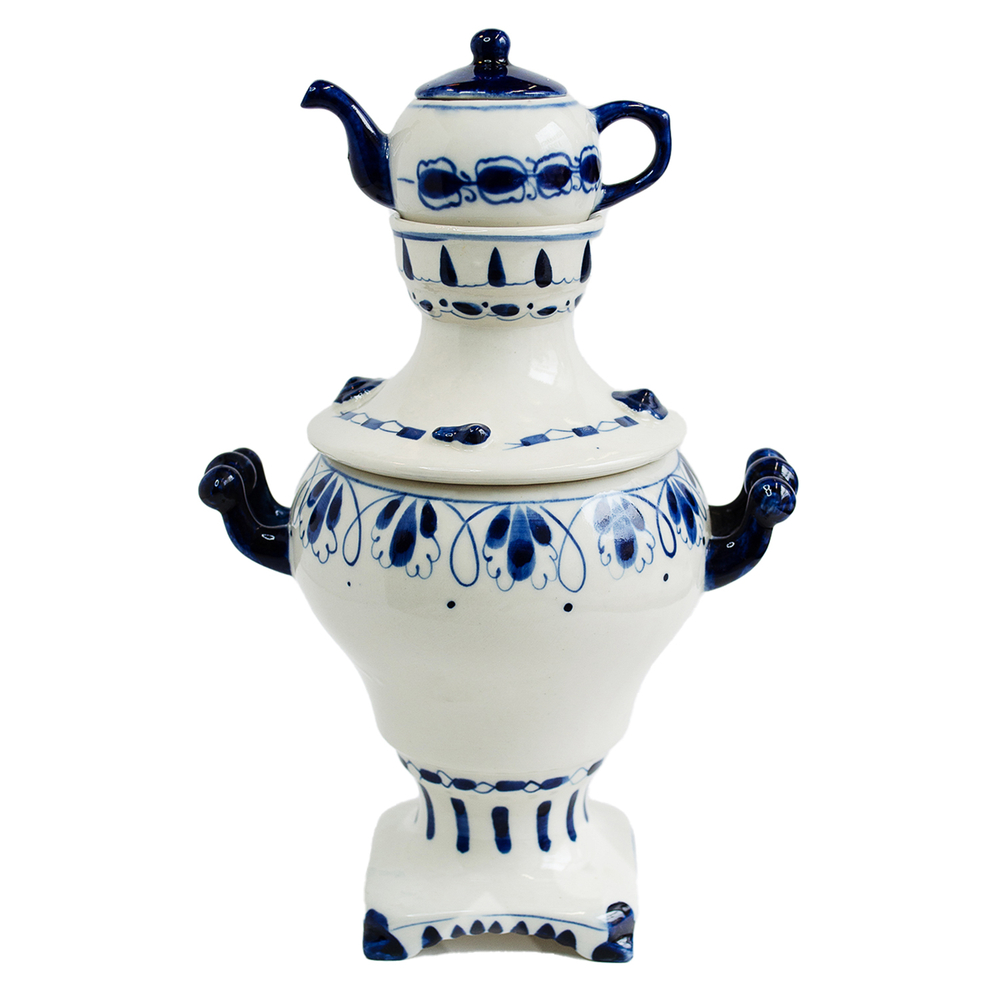 Самовар с чайником. Фарфор. Объединение Гжель.1972-1985