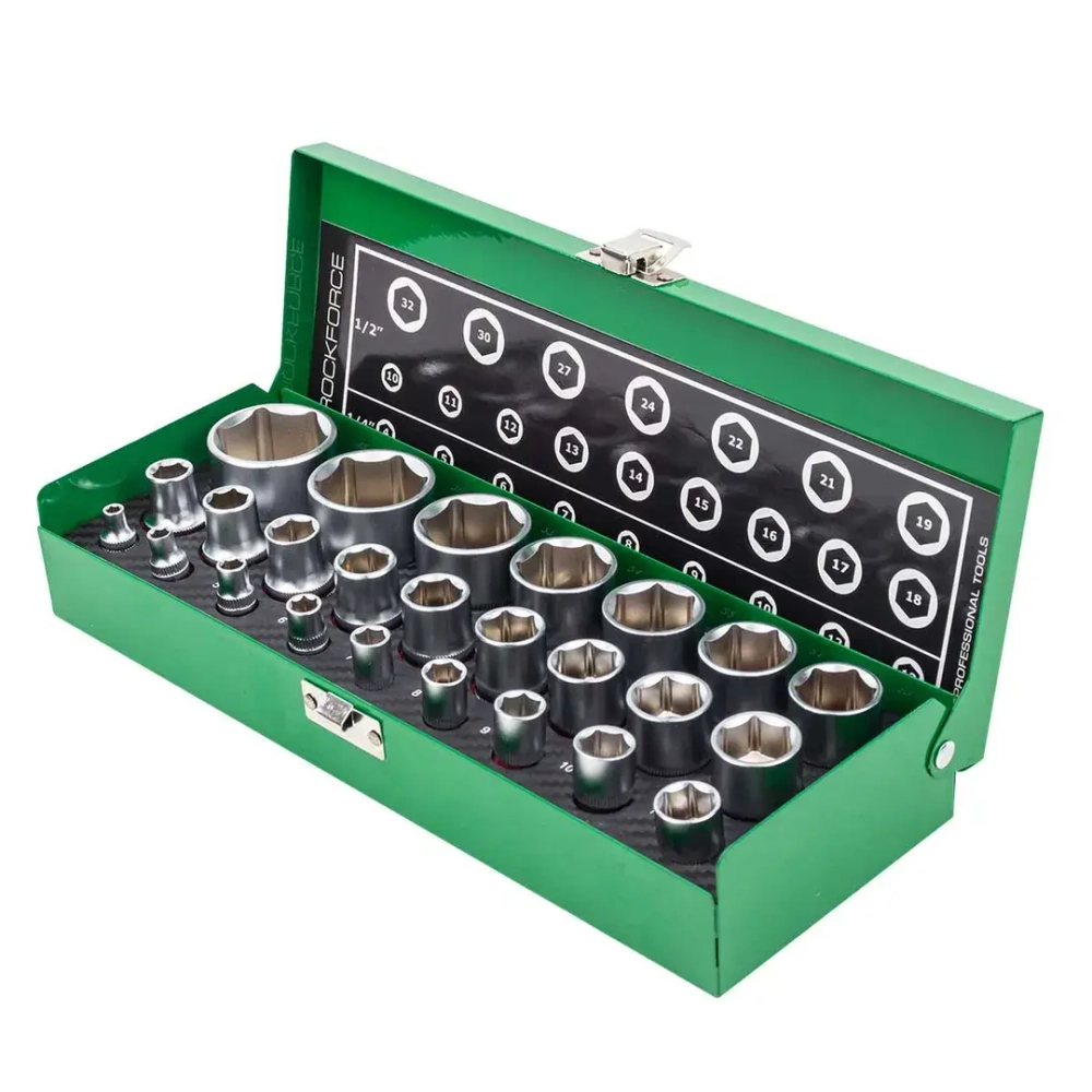 Головки 1/4'', 1/2'', набор 25пр. (6гр.) RockForce RF-50121G