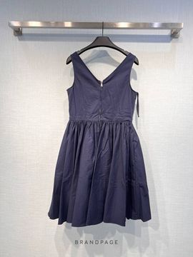 Платье тёмно-синее от Prada Cotton Canvas Dress BP5-208369