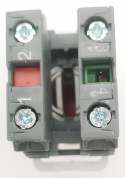 2шт Кнопка красная светосигнальная ABB MP1-10R с фиксацией и колодкой (1SFC151004V0001)