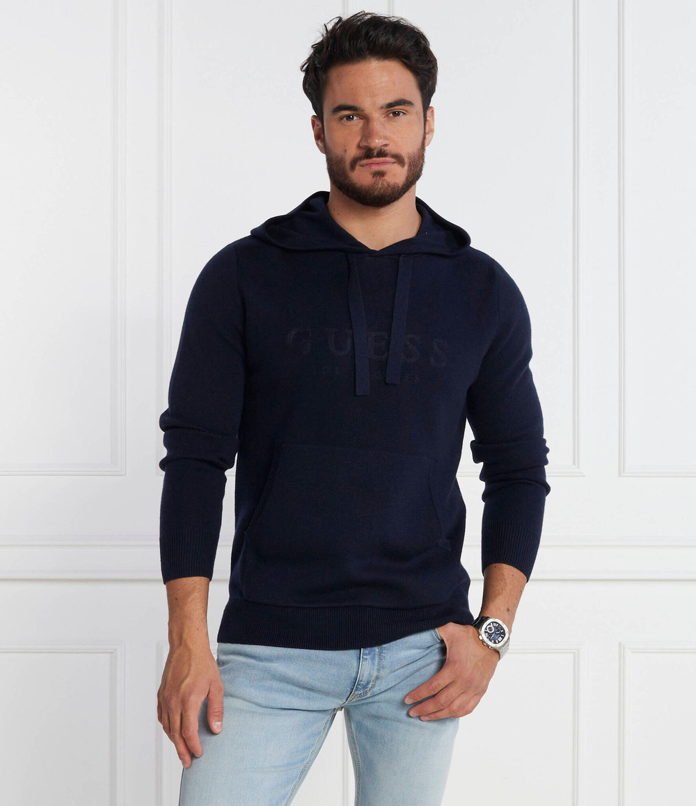 Худи ALVIN LS HOODIE LOGO SWTR GUESS - темно-синий(M3BR19 Z38V2)