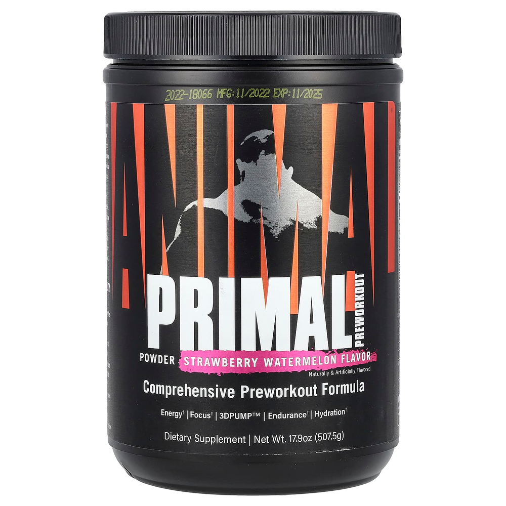 Animal, Primal предтренировочный порошок, клубника и арбуз, 507,5 г (17,9 унции)