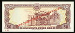 ДОМИНИКАНСКАЯ РЕСПУБЛИКА, 1988, 50 PESOS ORO [ESPECIMEN / MUESTRA SIN VALOR]