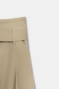 ZARA ЮБКА МИДИ С ПОЯСОМ — ZW COLLECTION, РЫЖЕВАТО-КОРИЧНЕВЫЙ