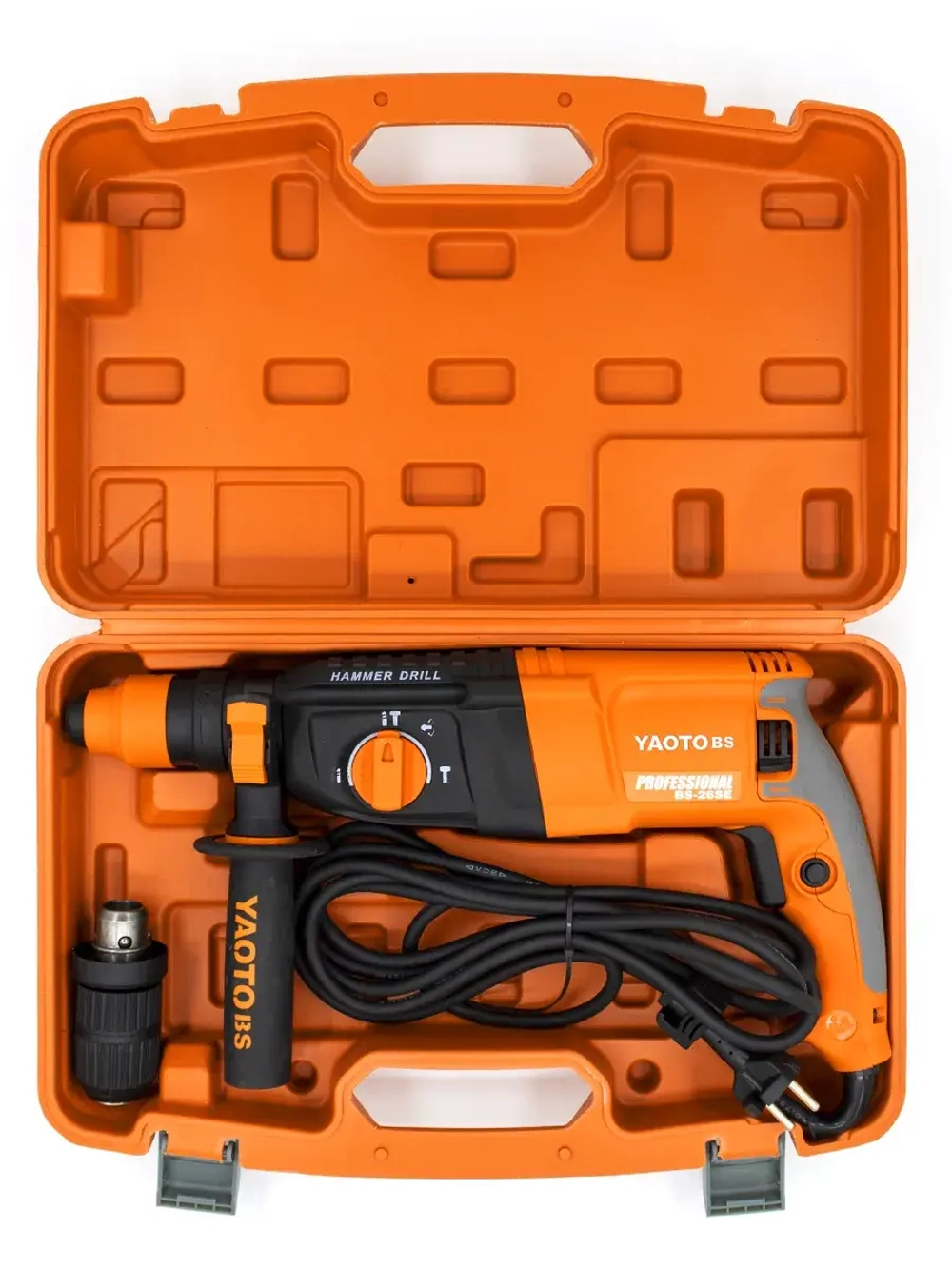 Перфоратор сетевой YAOTO BS 1050W, 26 мм, дрель-перфоратор 8 в 1, кейс, набор буров и зубил