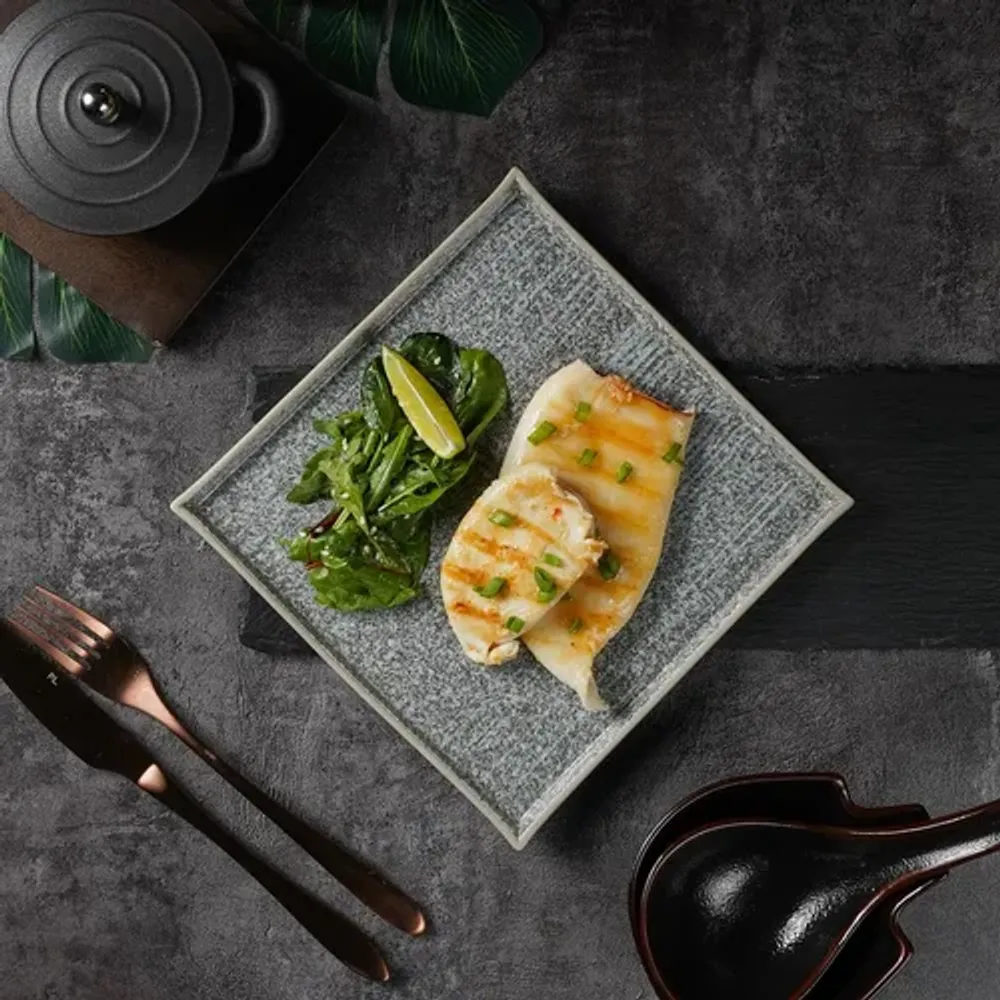 Тарелка 20*20 см h1,1 см квадратная глазурь Glossy Stone Untouched Taiga P.L. Proff Cuisine [1]
