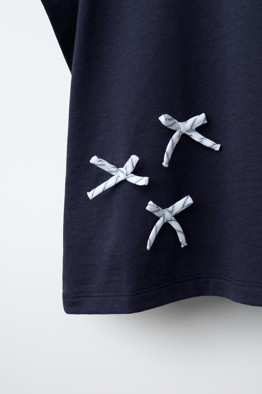 ZARA ФУТБОЛКА С БАНТАМИ, МОРСКОЙ СИНИЙ