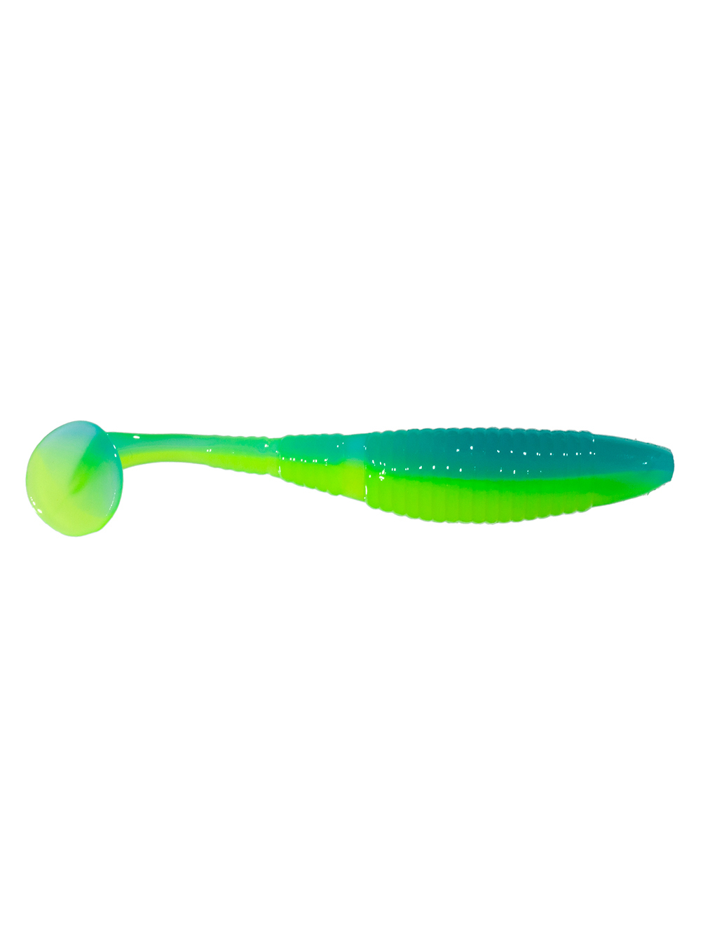 Приманка ZUB-WIBRA 100мм(4")-4шт, (цвет 020) синий верх - желтый низ
