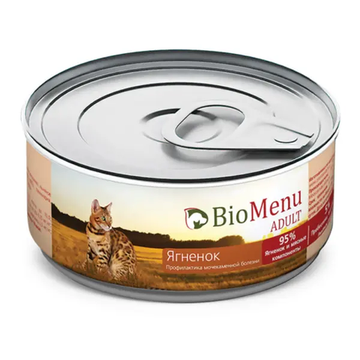 BioMenu Adult влажный корм для взрослых кошек мясной паштет с ягненком, в консервах - 100 г