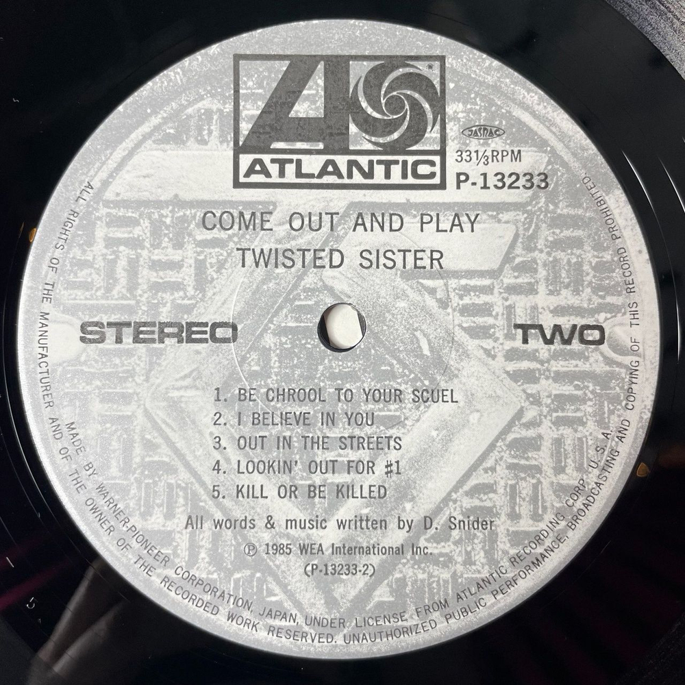 Винтажная виниловая пластинка LP Twisted Sister Come Out And Play (Japan 1985) (Obi)