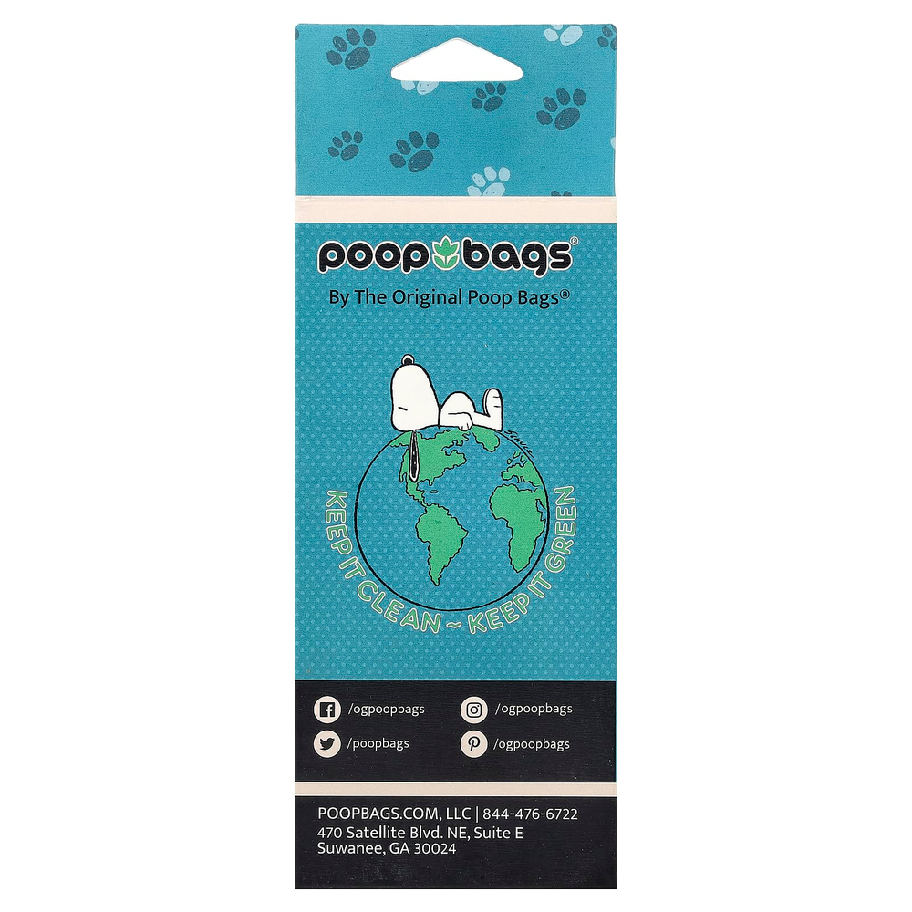 Original Poop Bags, Peanuts®, без запаха, 4 ролика, 15 пакетиков в каждом
