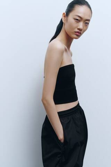 H&M X WARDROBE.NYC Трикотажный топ без бретелей, черный