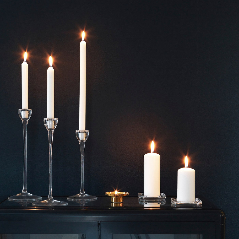 IKEA GLASIG  (ИКЕА ГЛАСИГ)  -  Подставка под свечу - прозрачное стекло 10х10 см