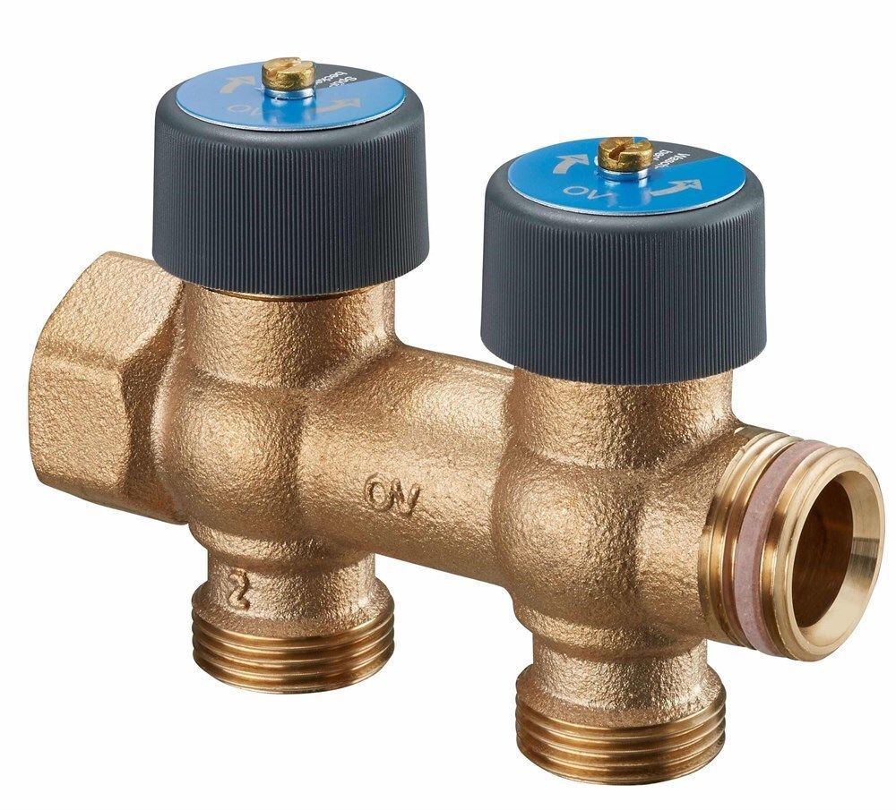 Гребенка ''Multidis R'' 3/4'' на 2 отвода x G 3/4 НР, для систем водоснабжения с функцией отключения