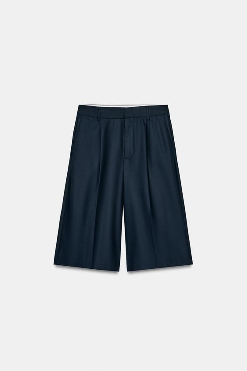 ZARA ПРЯМЫЕ ШОРТЫ СО СКЛАДКАМИ, МОРСКОЙ СИНИЙ