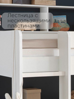 Кровать 90х200, Гаус, двухъярусная для детей, с ящиком, белый, Marmur