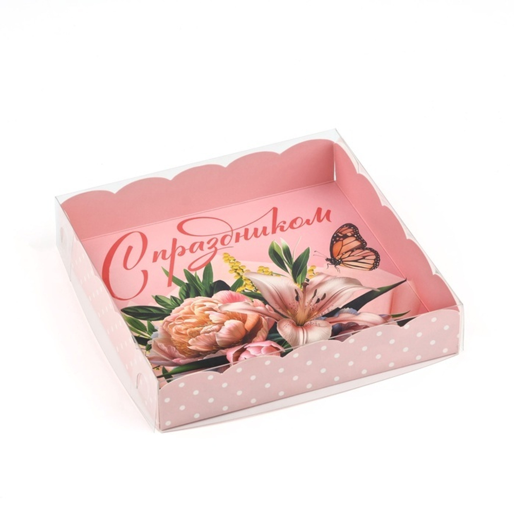 Коробка 15*15*3 см С праздником БУКЕТ